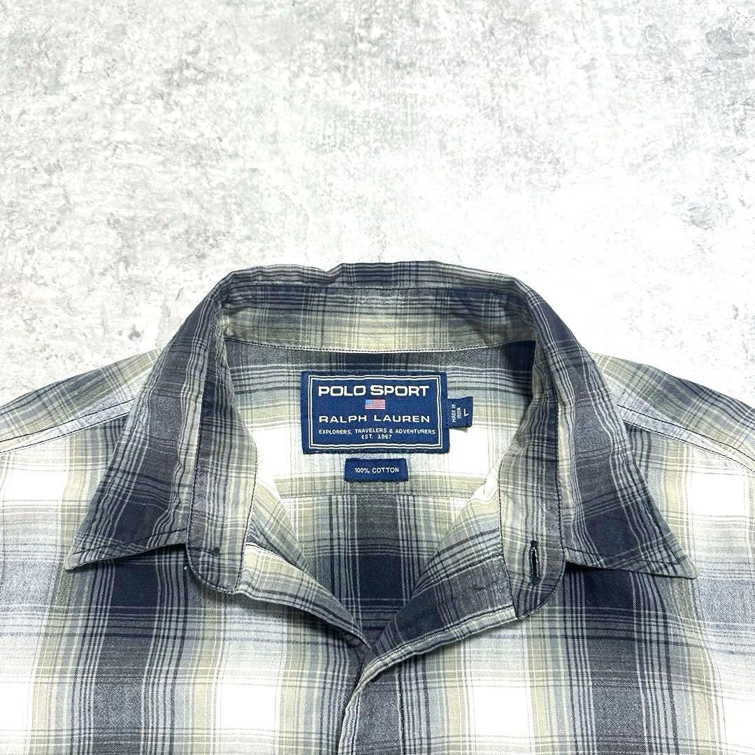90s POLO SPORT ポロスポーツ オンブレチェックシャツ ブラック