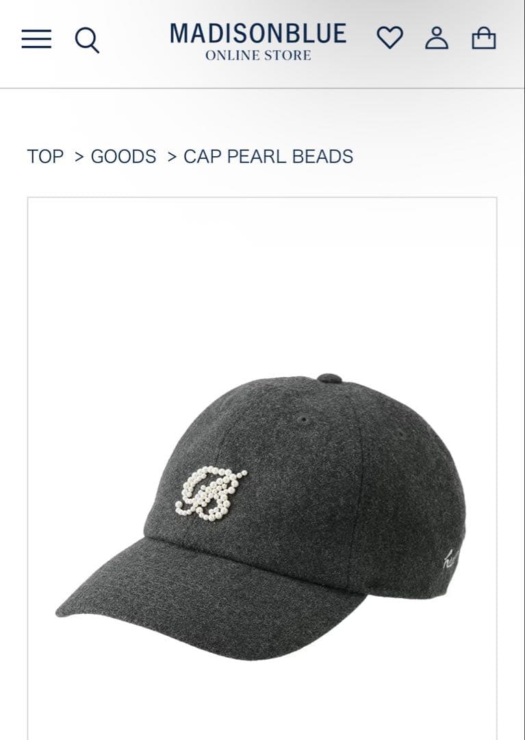 新品 MADISONBLUE マディソンブルー CAP PEARL グレー