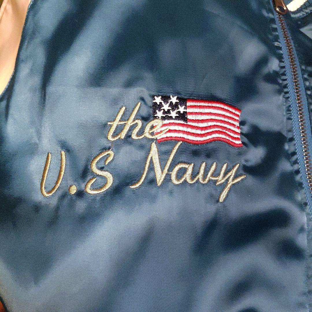 U.S.Navy 刺繍 スカジャン リバーシブル L SEA BEES 鶴