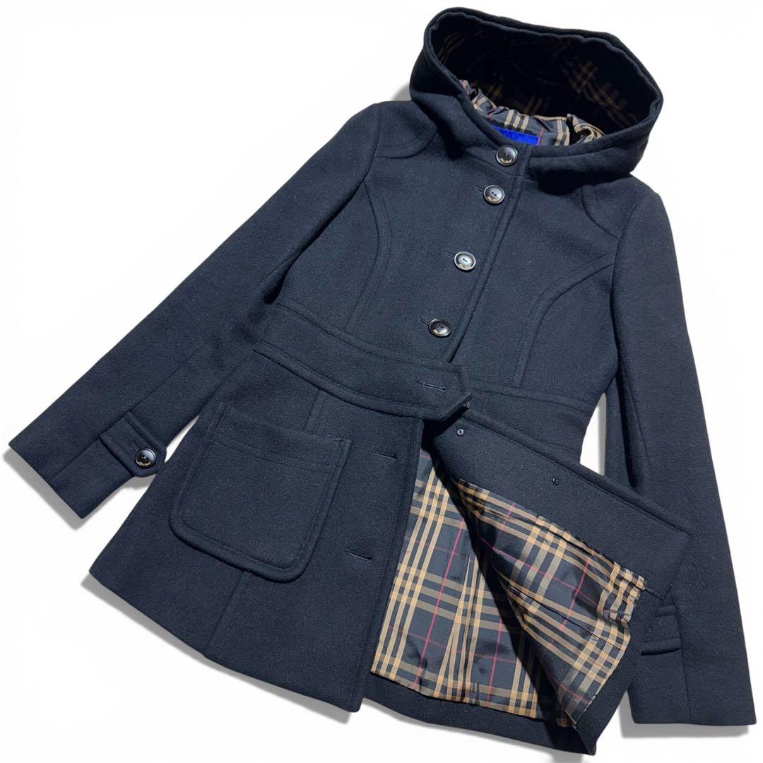 未使用級✨BURBERRY BLUE LABEL ダッフルコート カシミヤ混 黒