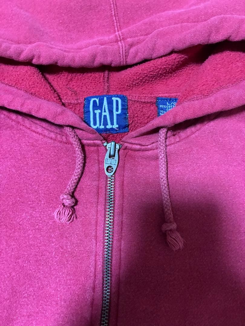 OLD GAP 90s 紺タグ パーカー ハーフジップ　赤　レッド　L