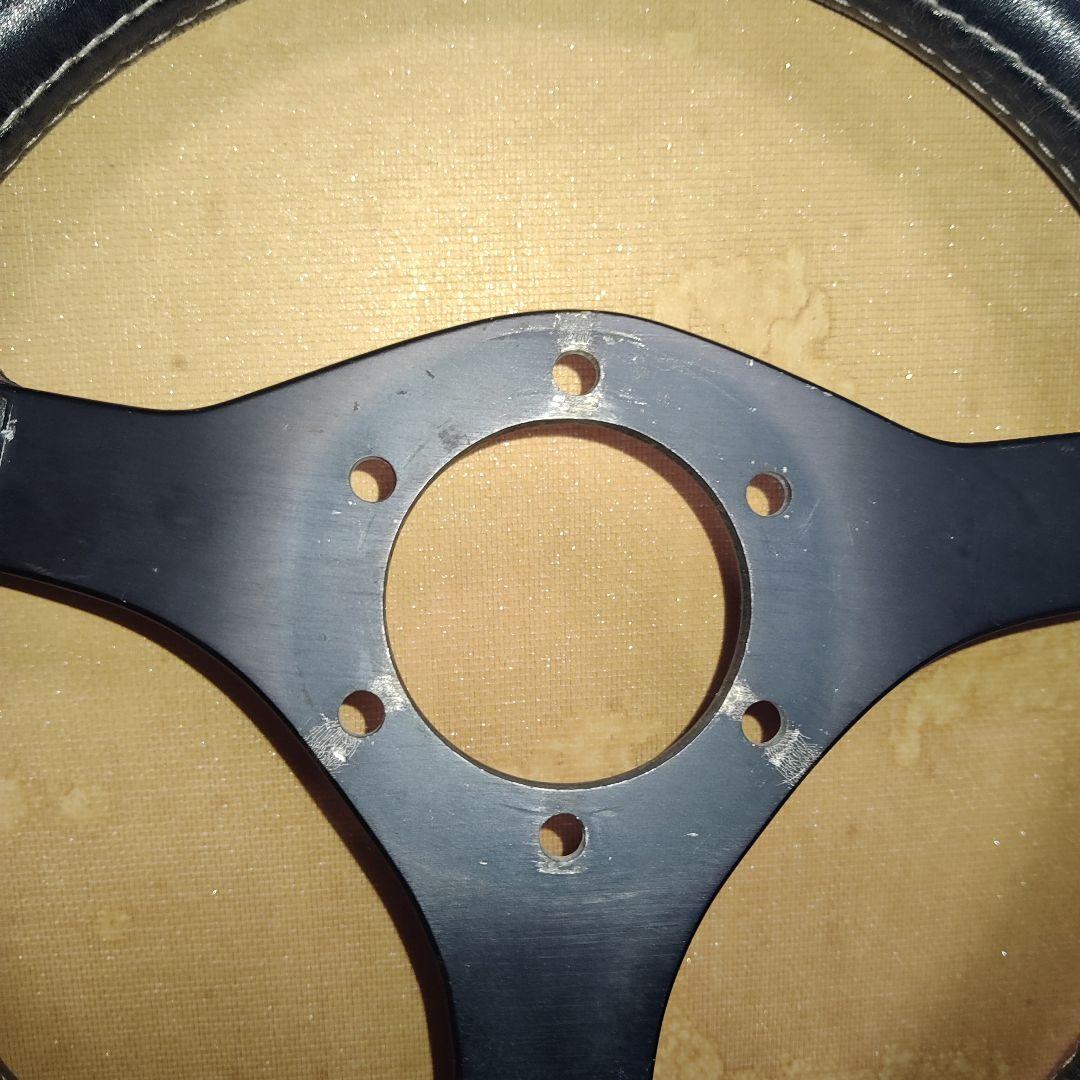 当時物3スポークフェラーリ レザー ステアリングホイール30パイ