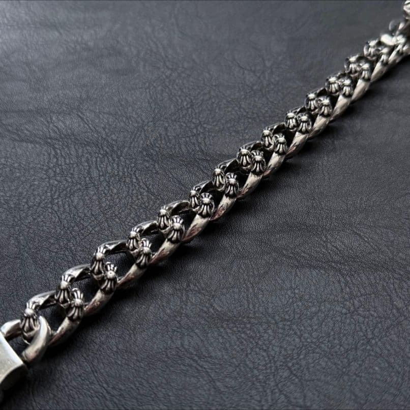 シルバー925刻印あり ファンシーリンク チェーン シルバーブレスレット