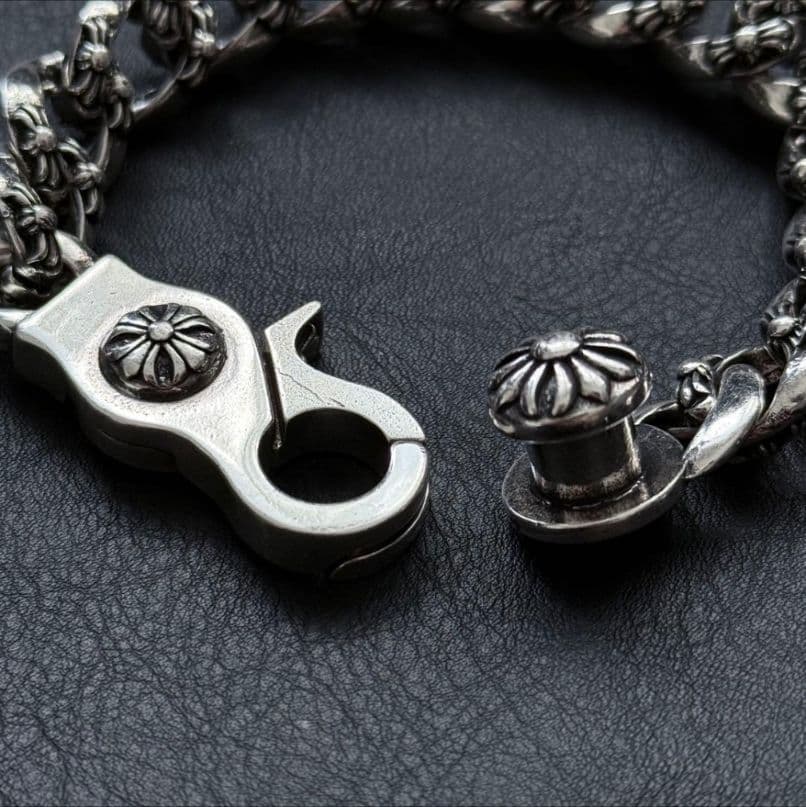 シルバー925刻印あり ファンシーリンク チェーン シルバーブレスレット