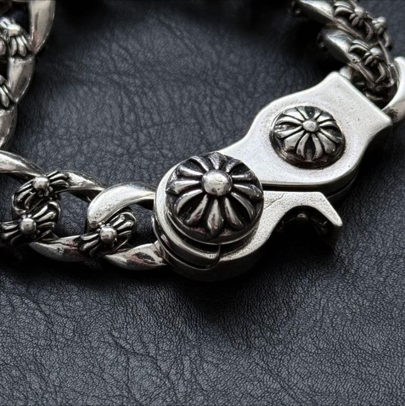 シルバー925刻印あり ファンシーリンク チェーン シルバーブレスレット