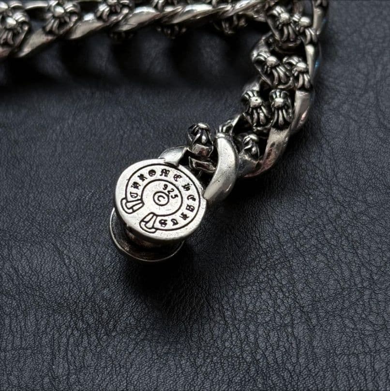 シルバー925刻印あり ファンシーリンク チェーン シルバーブレスレット