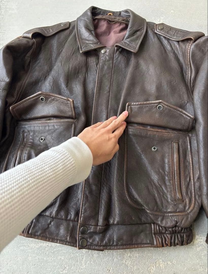 80s A-2 type レザージャケット ブラウン 茶色