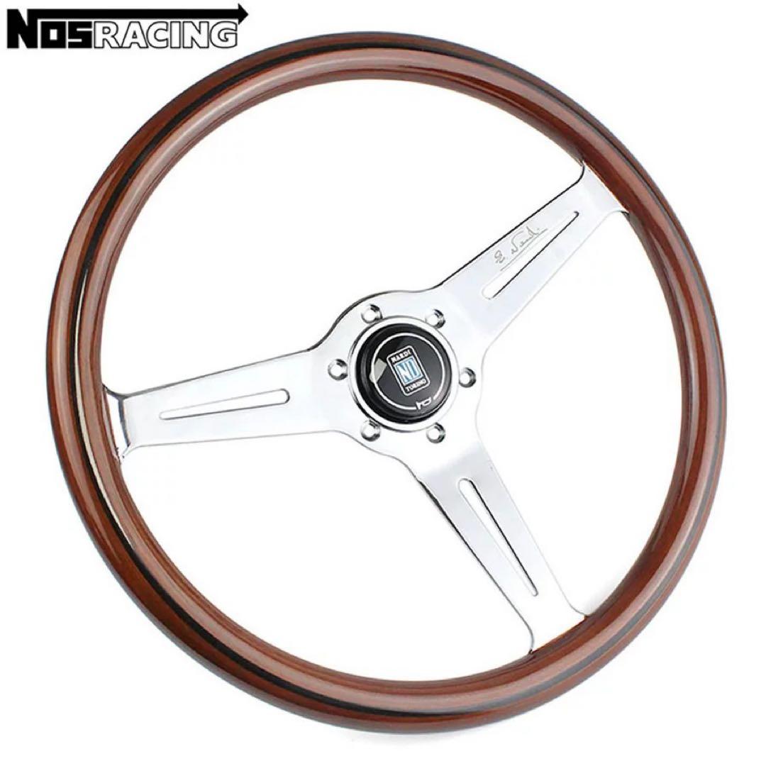 Nardi 14インチ クラシック ステアリング ホイール ウッド調 ポリッシュ