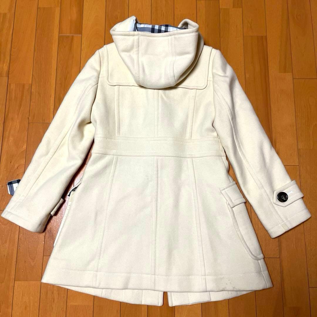 バーバリーブルーレーベル ダッフルコート メガチェック　フード付 アンゴラ混