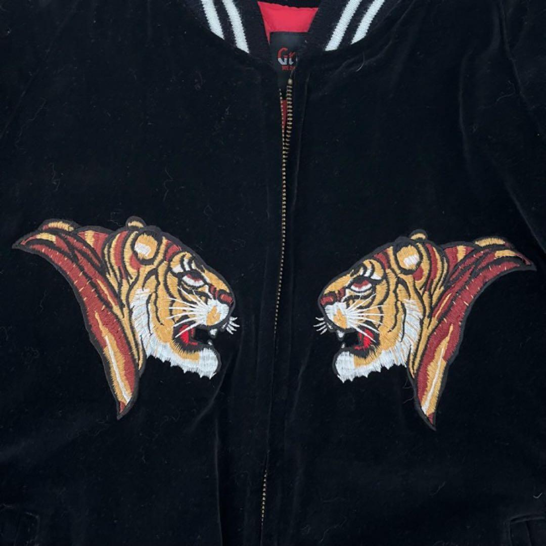 スカジャン☆虎×龍☆Mサイズ☆別珍☆Greeman