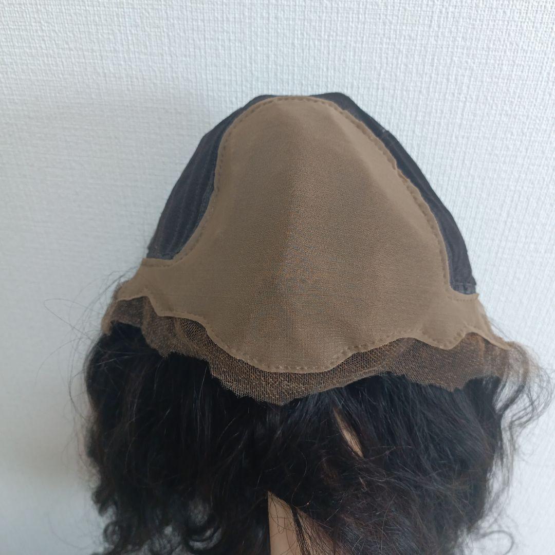 ダークブラウン ウェーブロングウィッグ100%バージン人毛