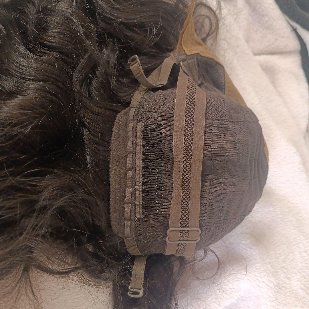 ダークブラウン ウェーブロングウィッグ100%バージン人毛