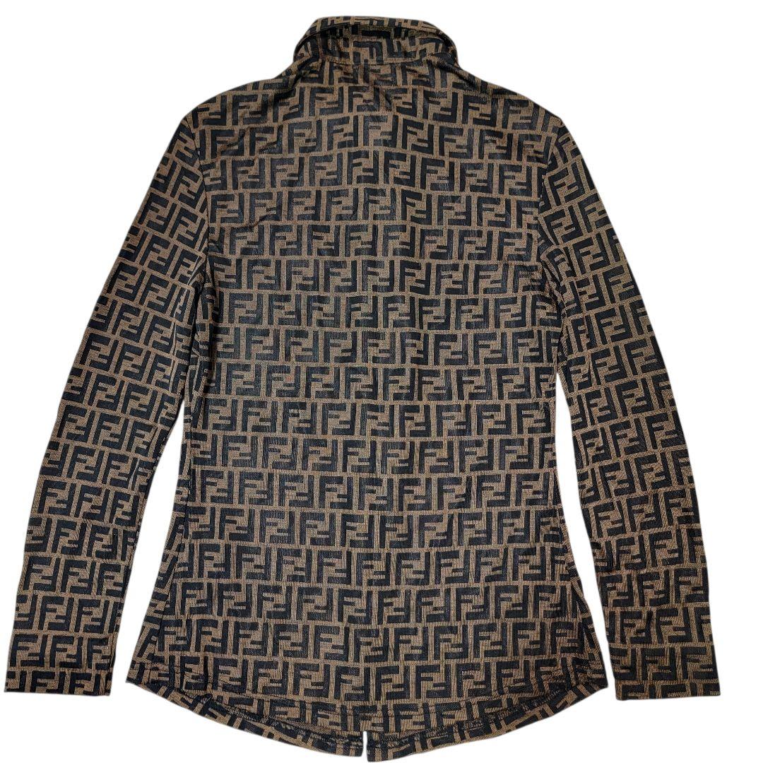80S-90S フェンディ FENDI ズッカ柄 長袖シャツ S シアーブラウス