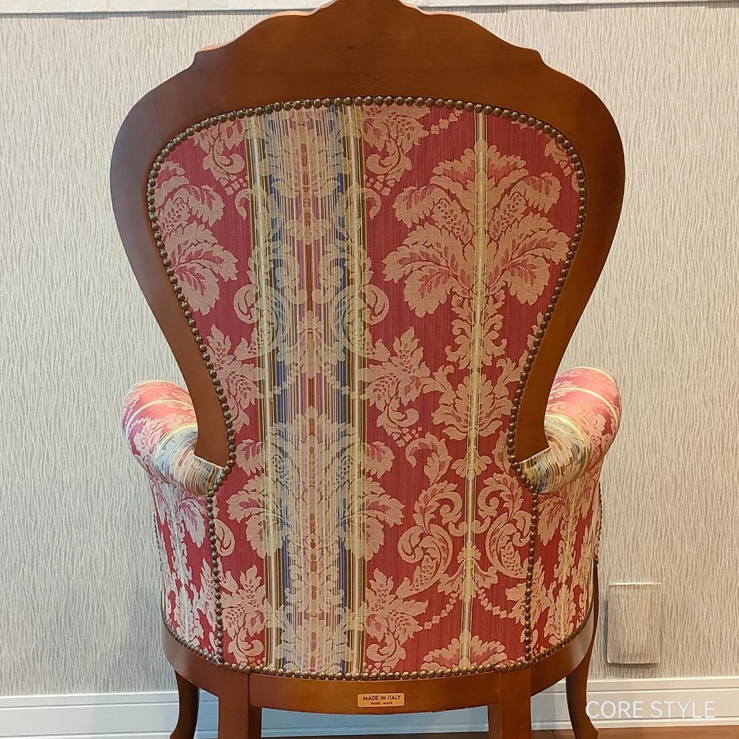 美品 ハイバックチェア　イタリア製 　ロココ様式　ソファ　猫脚　アームチェア