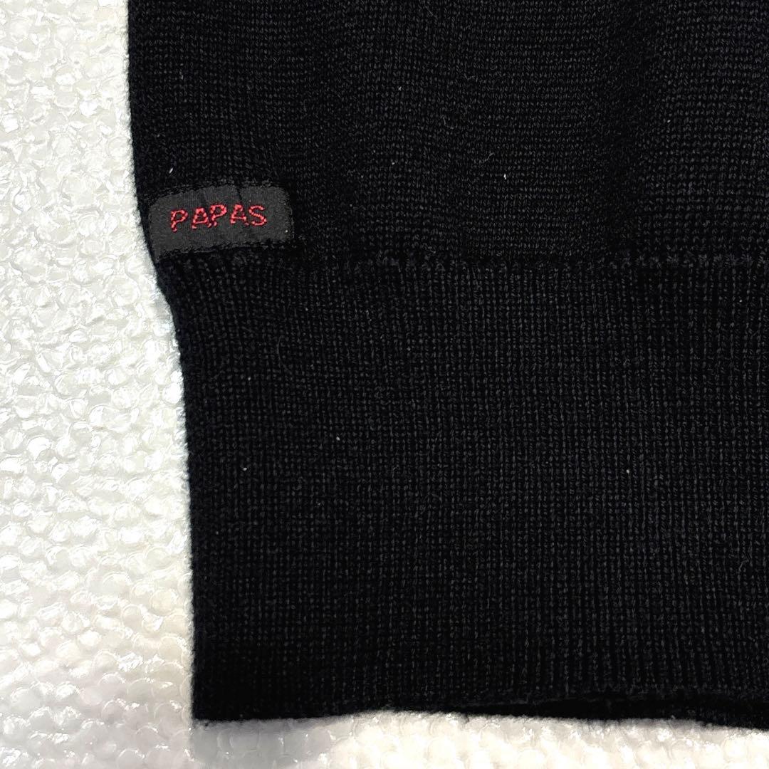 【美品/メンズL】パパス　カシミヤ　コットン　タートルネック　ニット　ブラック