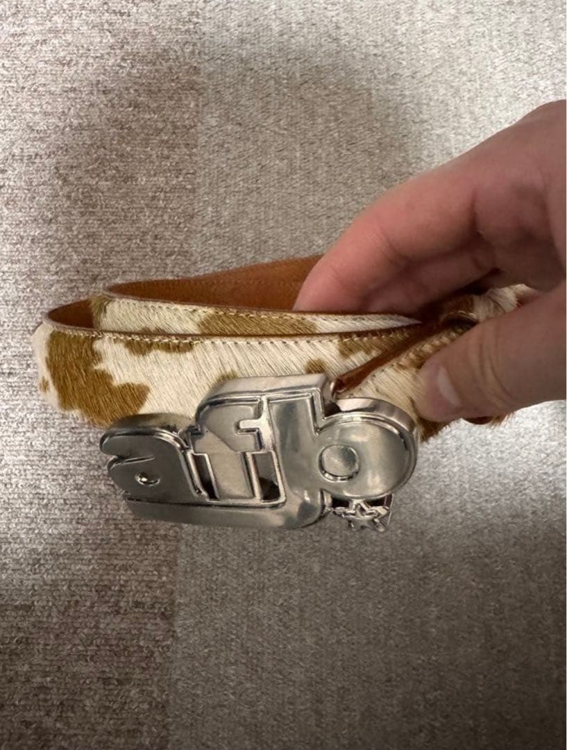 【再販無し】afb logo buckle belt 80レオパード柄 ヒョウ柄