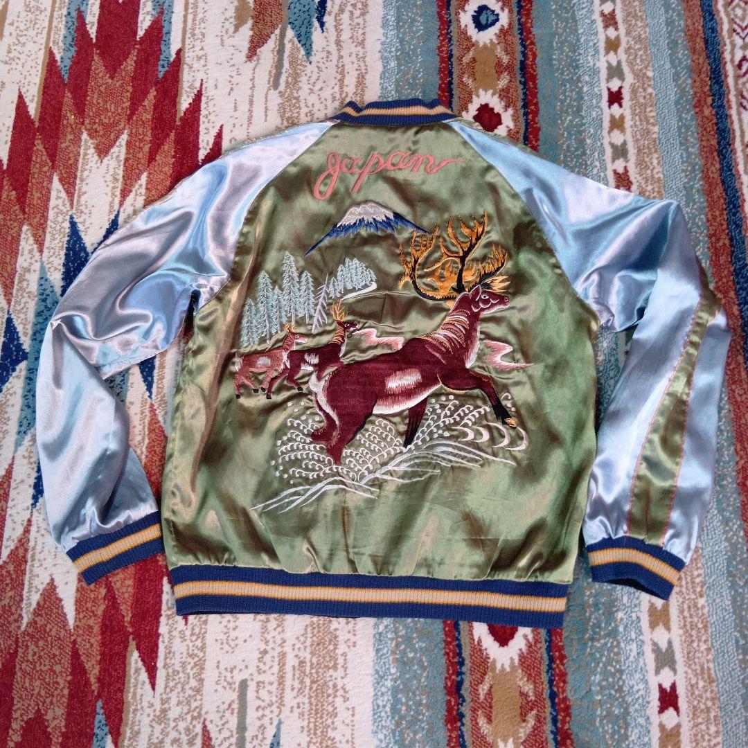 テーラー東洋 スカジャン サイズS 鹿刺繍 オリーブグリーン