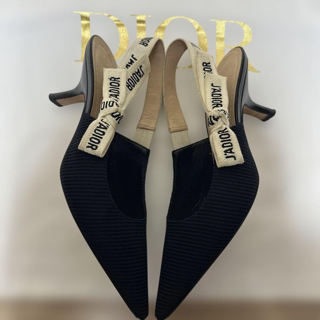 Dior ブラック スリングバック ハイヒール