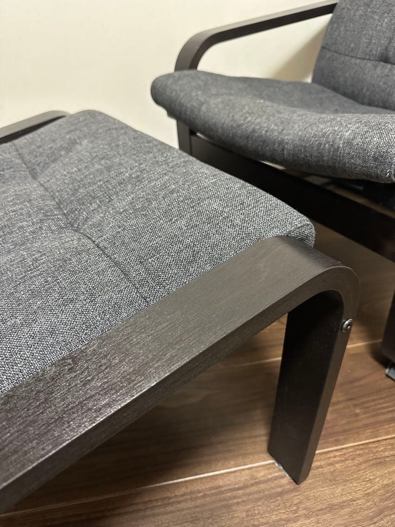 美品‼️先着‼️IKEA ポエング　モダンファブリック椅子とオットマンセット※直受け