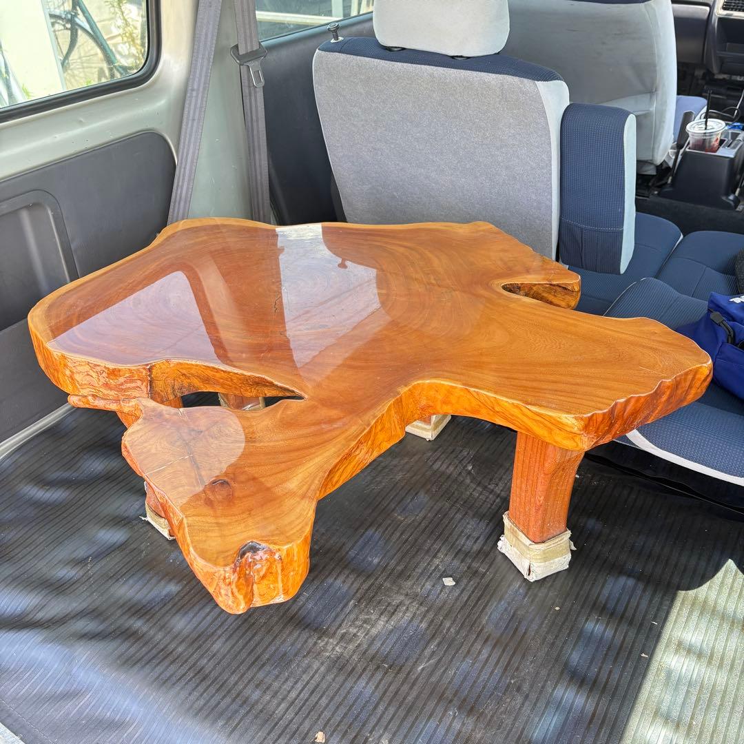 自然木　一枚板　テーブル　ラクダ　鹿　動物