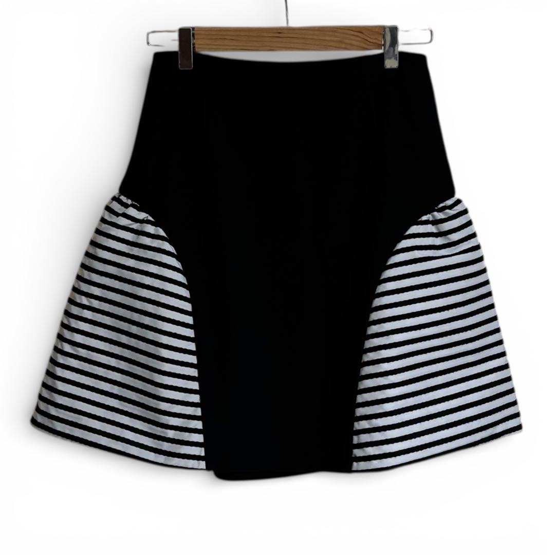 ボーダーズアットバルコニー ボーダーウールスカート カシミヤ混 38