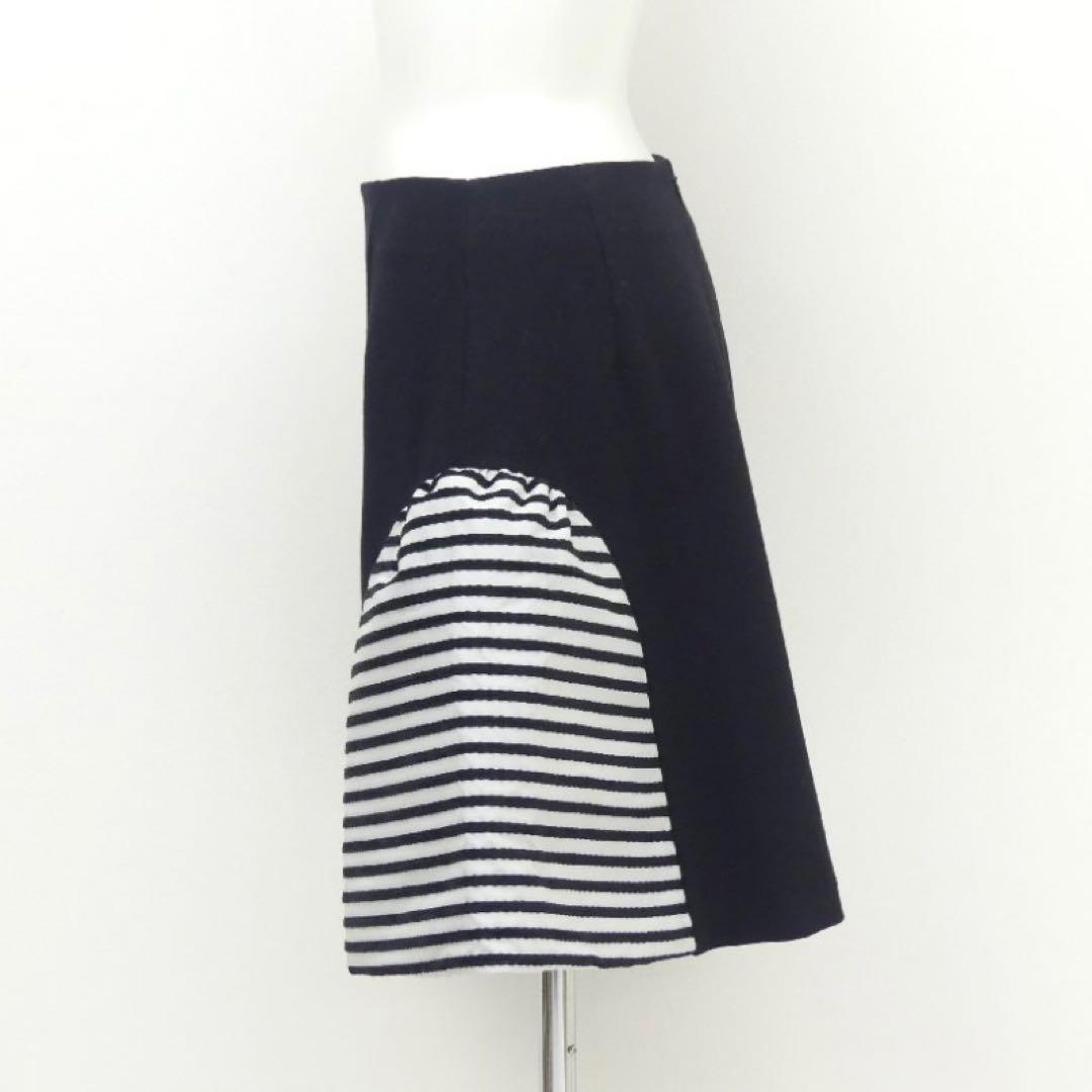 ボーダーズアットバルコニー ボーダーウールスカート カシミヤ混 38