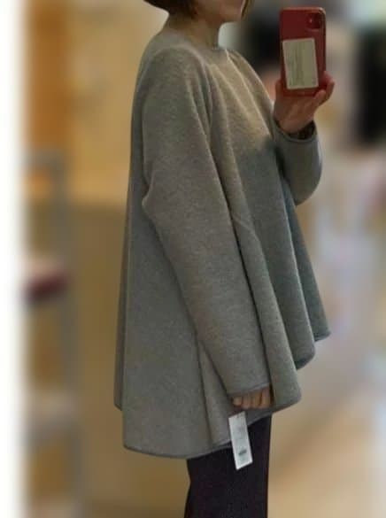 PASSIONEパシオーネブークレー裾フレアプルオーバー　アイボリー38(M)