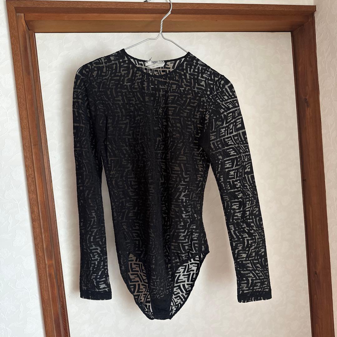 FENDI 透け感ボディスーツ ブラック