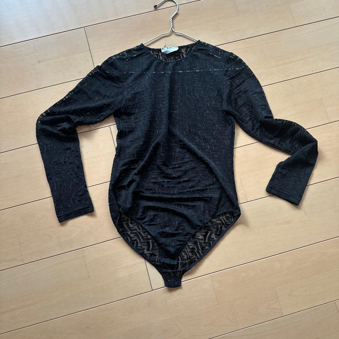 FENDI 透け感ボディスーツ ブラック