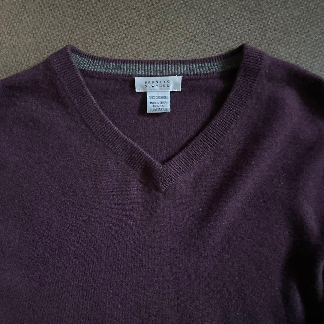 90s バーニーズニューヨーク カシミヤ100% Vネックニット L 美品
