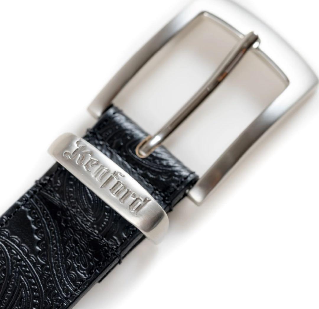 小物 KENFORD EMBOSSED LEATHER BELT PAISLEY