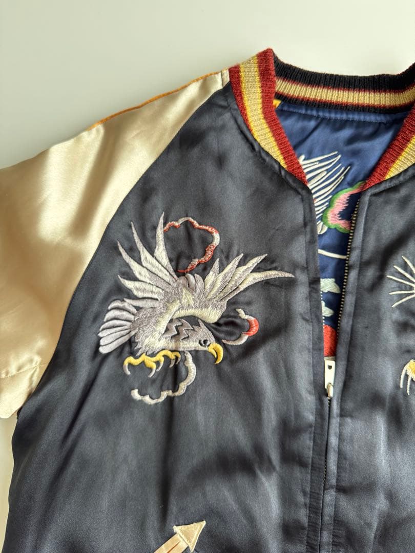 ヴィンテージ品★テーラー東洋S虎と鷹刺繍 サテンジャケットS.FLD.TEXAS