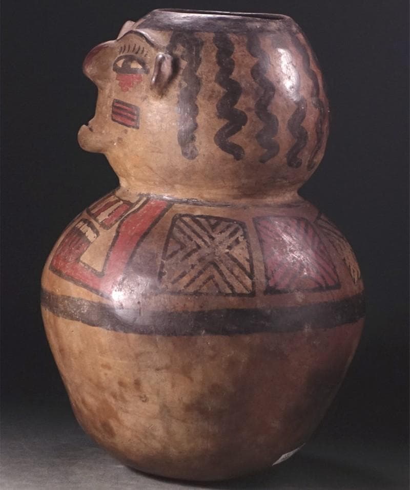 ◆『ナスカ文化 彩文土器 加彩戦士象形壷』 ナスカ◆検）アンデス文明 インカ帝国
