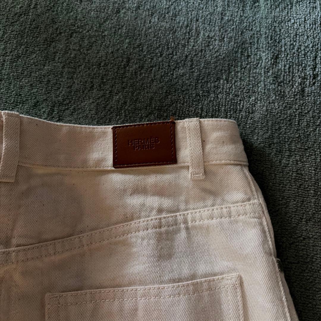 HERMES ホワイト ストレートデニム