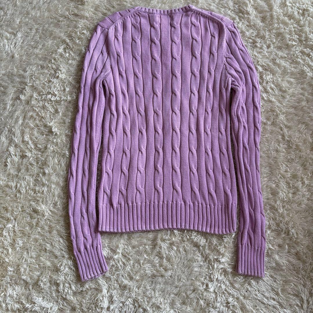 現行 ラルフローレン ケーブルニット ティファニーブルーポニー ピマコットン S