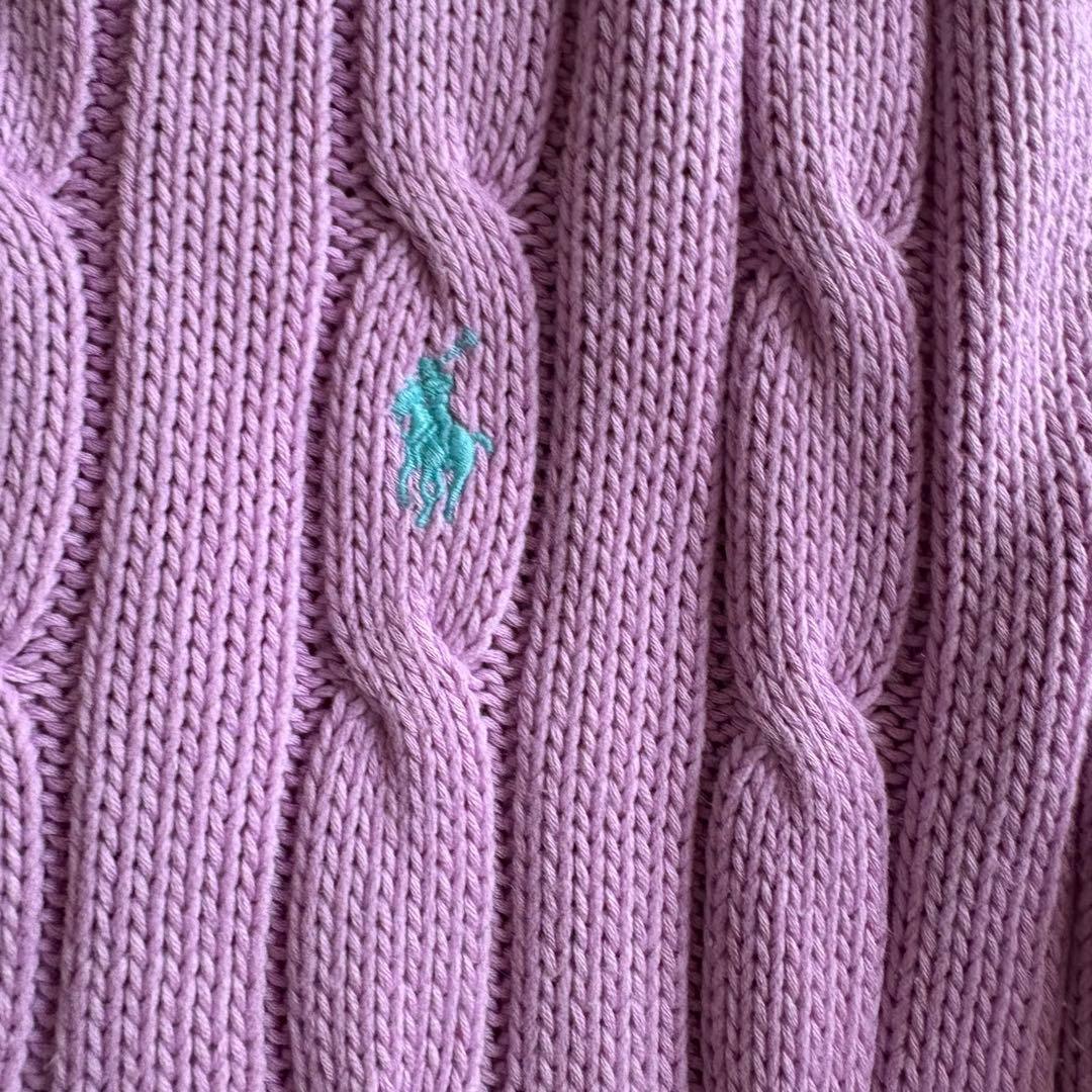 現行 ラルフローレン ケーブルニット ティファニーブルーポニー ピマコットン S