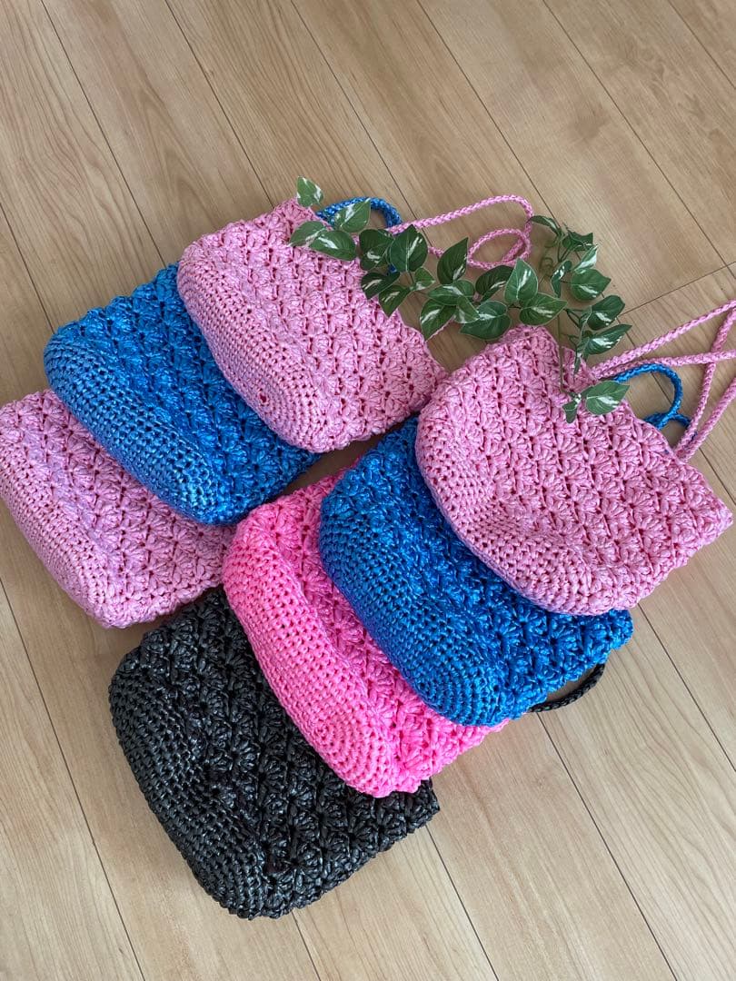 ハンドメイド・スズランテープ編みバッグ