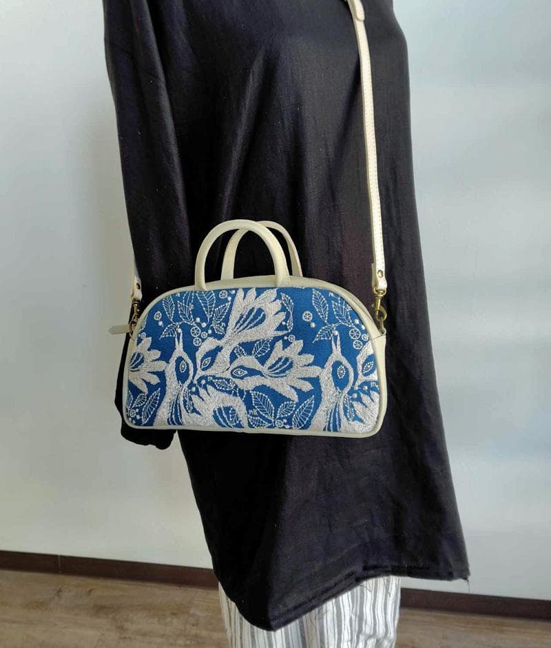 【SALE】ミナペルホネン/carnival カーニバルブルー/ラウンドボストン