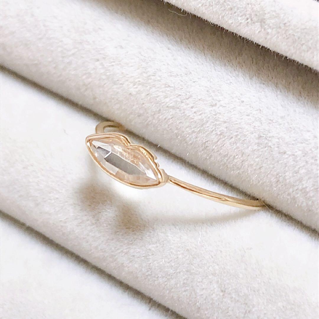 K10 リップモチーフリング　イエローゴールド　9号