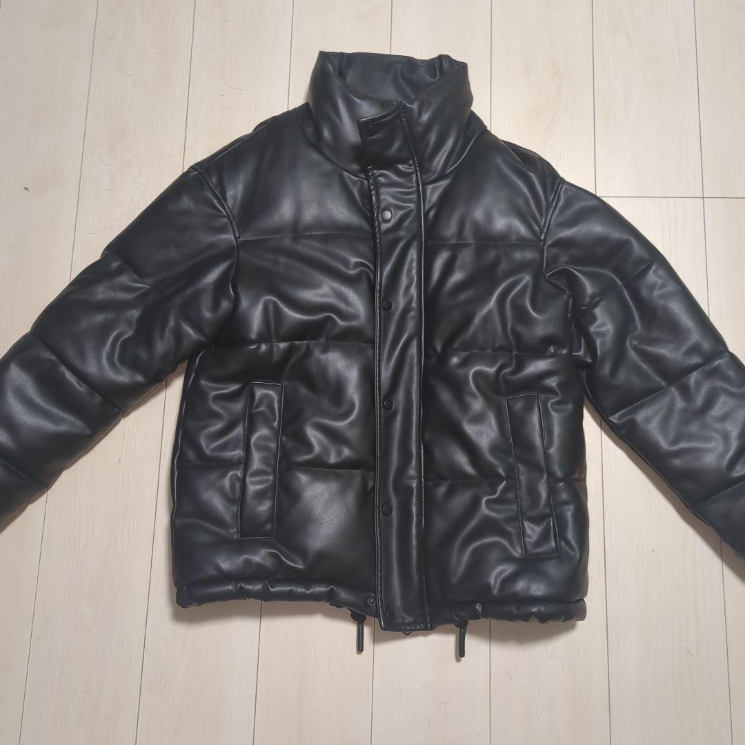 ZARA フェイクレザーパフジャケット ブラック M 即日発送