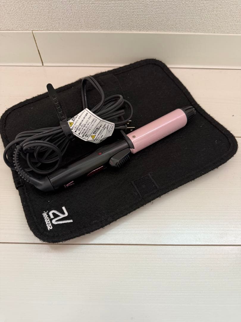 ピンク カールヘアアイロン 専用マット付き