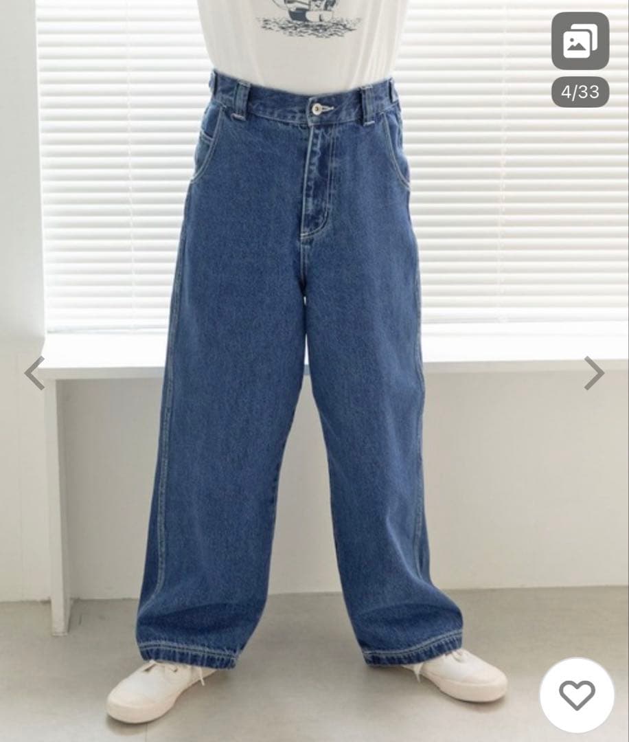 PARICI M ネイビー　ワイドパンツ ハイウエスト　パーリッシィ　デニム