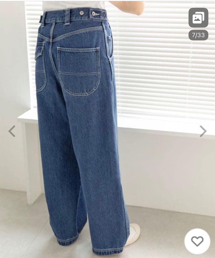 PARICI M ネイビー　ワイドパンツ ハイウエスト　パーリッシィ　デニム