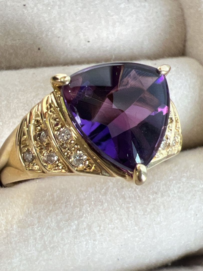 銀座三越　K18 アメジスト　ダイヤ　リング　ネックレスセット