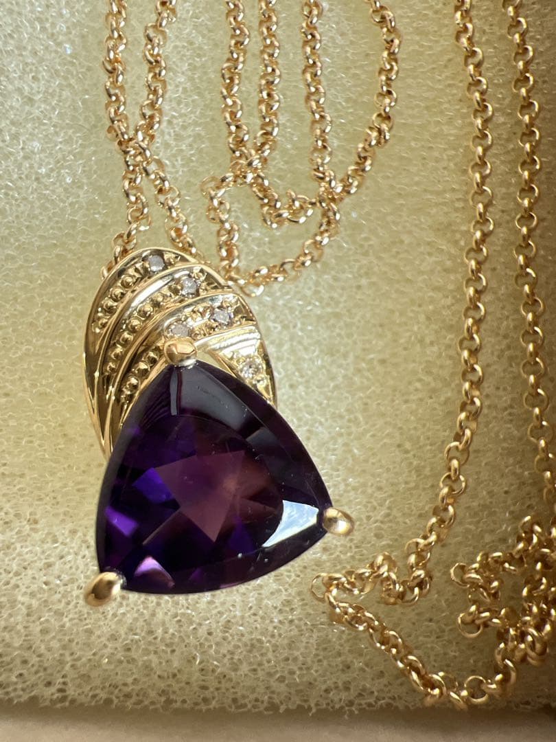 銀座三越　K18 アメジスト　ダイヤ　リング　ネックレスセット