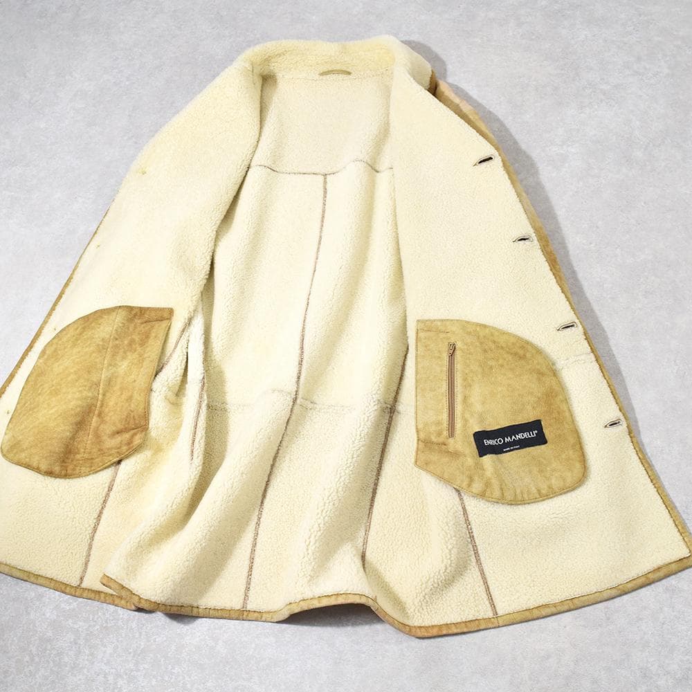 イタリア製 ENRICO MANDELLI 高級ベビーラム ムートンコート 50