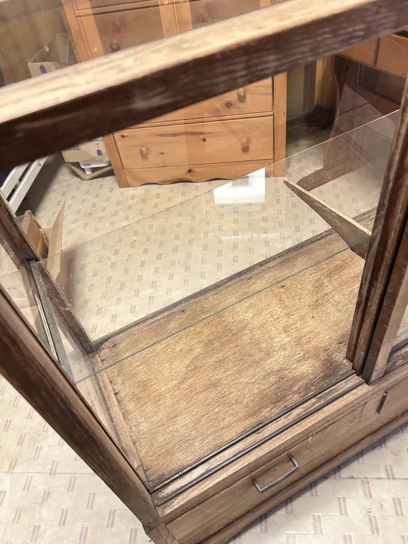 に*読様 ガラスショーケース　無塗装品　ビンテージ