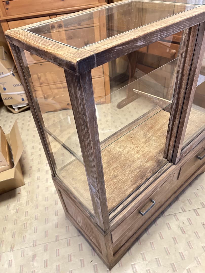 に*読様 ガラスショーケース　無塗装品　ビンテージ