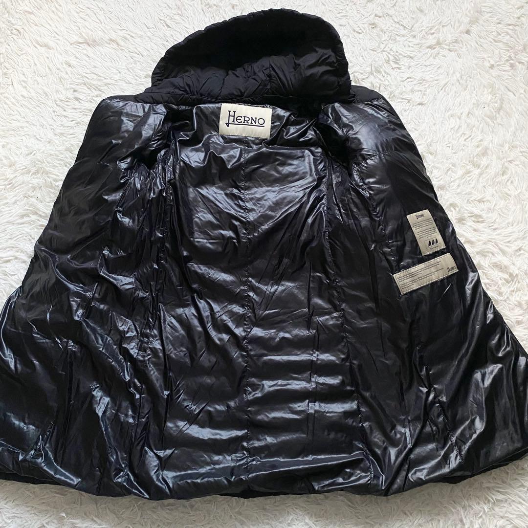 極美品■ヘルノ　レイヤード　ダウンコート　ジャケット　ブラック　フード付　40