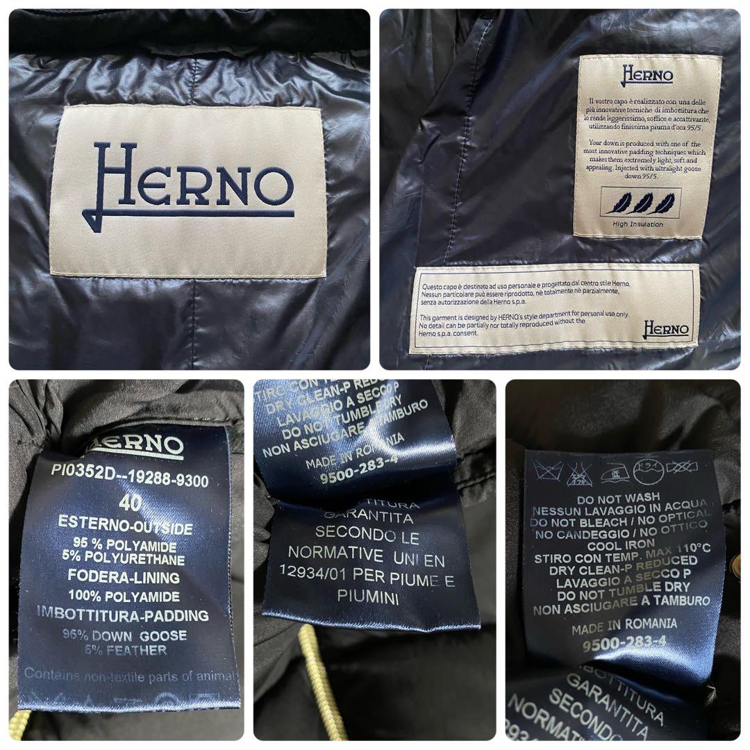 極美品■ヘルノ　レイヤード　ダウンコート　ジャケット　ブラック　フード付　40